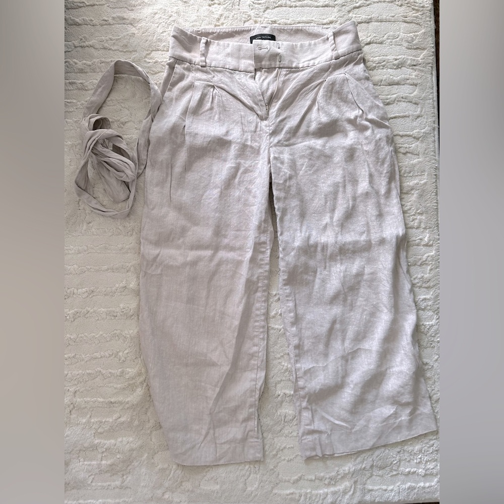 Wide Leg Cropped Linen Pants